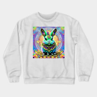 Bunny Rabbit Psychedelic Easter Gift AOP Rainbow Neon Trippy Crewneck Sweatshirt